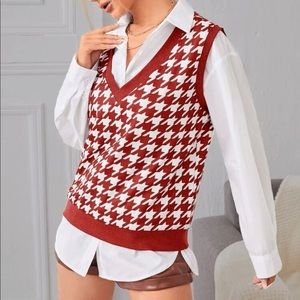🖤SHEIN Red Houndstooth Print Tank Vest